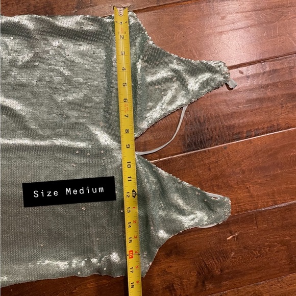 Free People Double Take Gold Rush Sequin Mini Slip Dress Green Blue - Picture 10 of 10